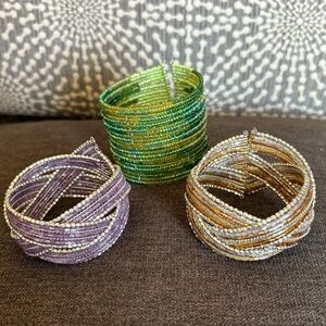 3 Beaded Cuff Bracelets